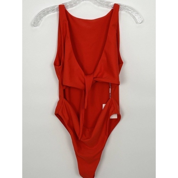 Sara Swim Red One Piece Tie Back Swimsuit Size Large NWT (Note Flaw) - Picture 5 of 14